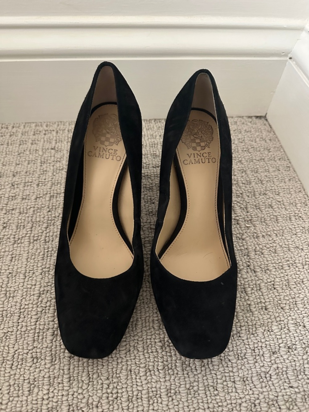 Vince Camuto Black Suede Rounded Toe Pump